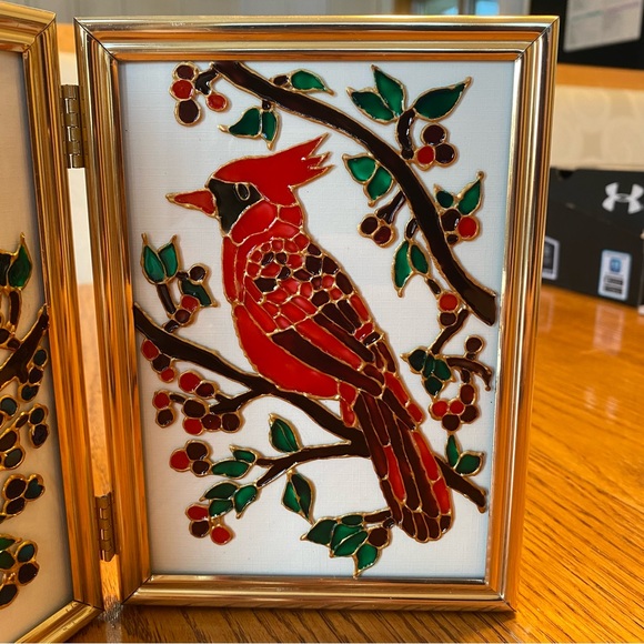 Hand-Painted Blue Jay and Cardinal Stained Glass Art - Picture 5 of 5